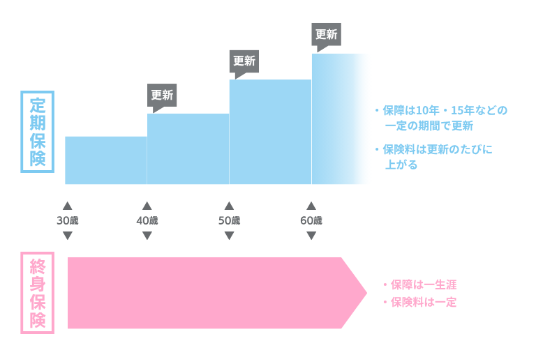 定期保険・終身保険の図解